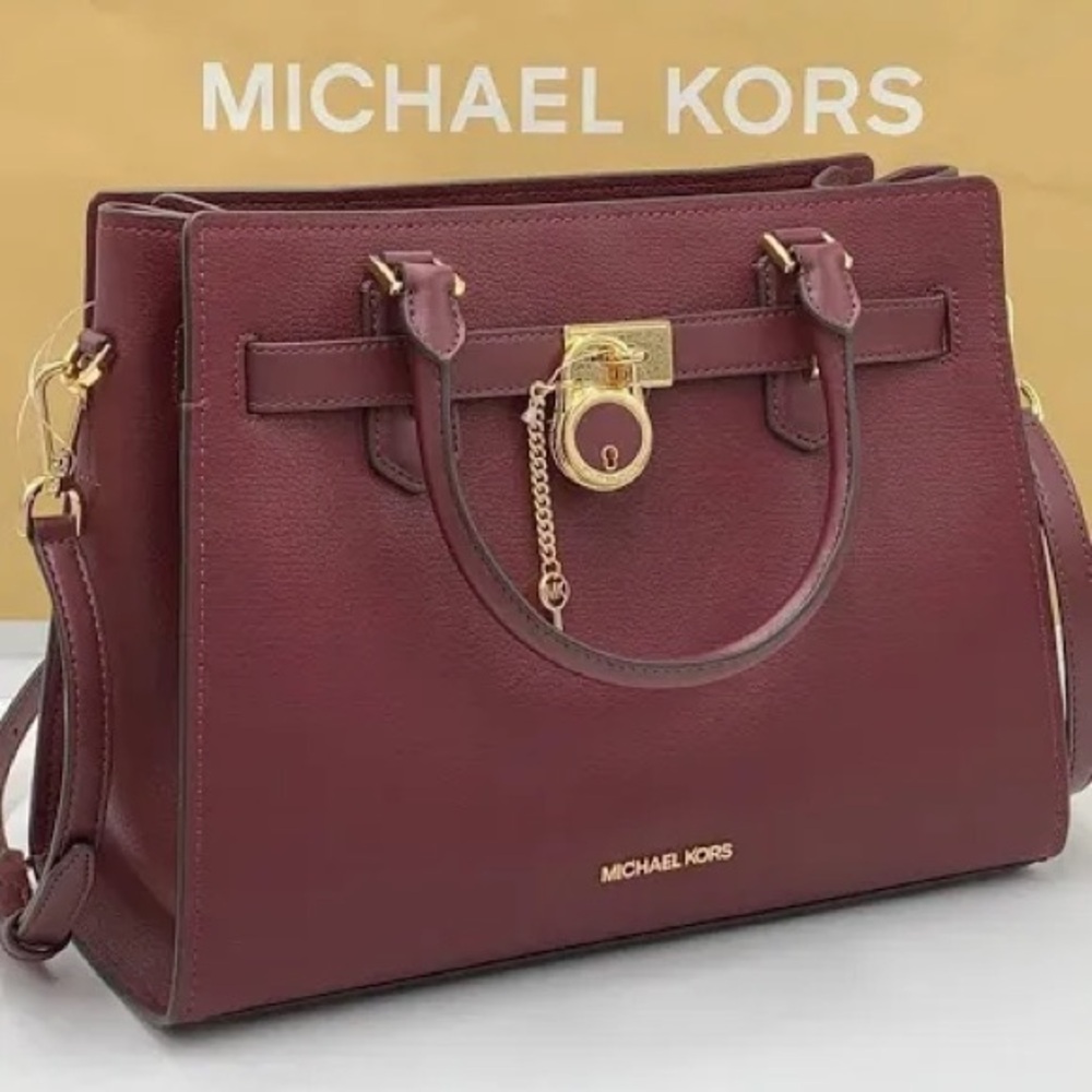 Michael Kors Hamilton Satchel in OxBlood/Dark Cherry